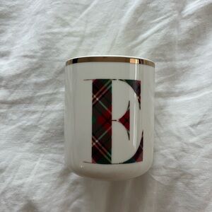 Pottery Barn Ivory Holiday Ceramic Scented Candle, Monogram “E”